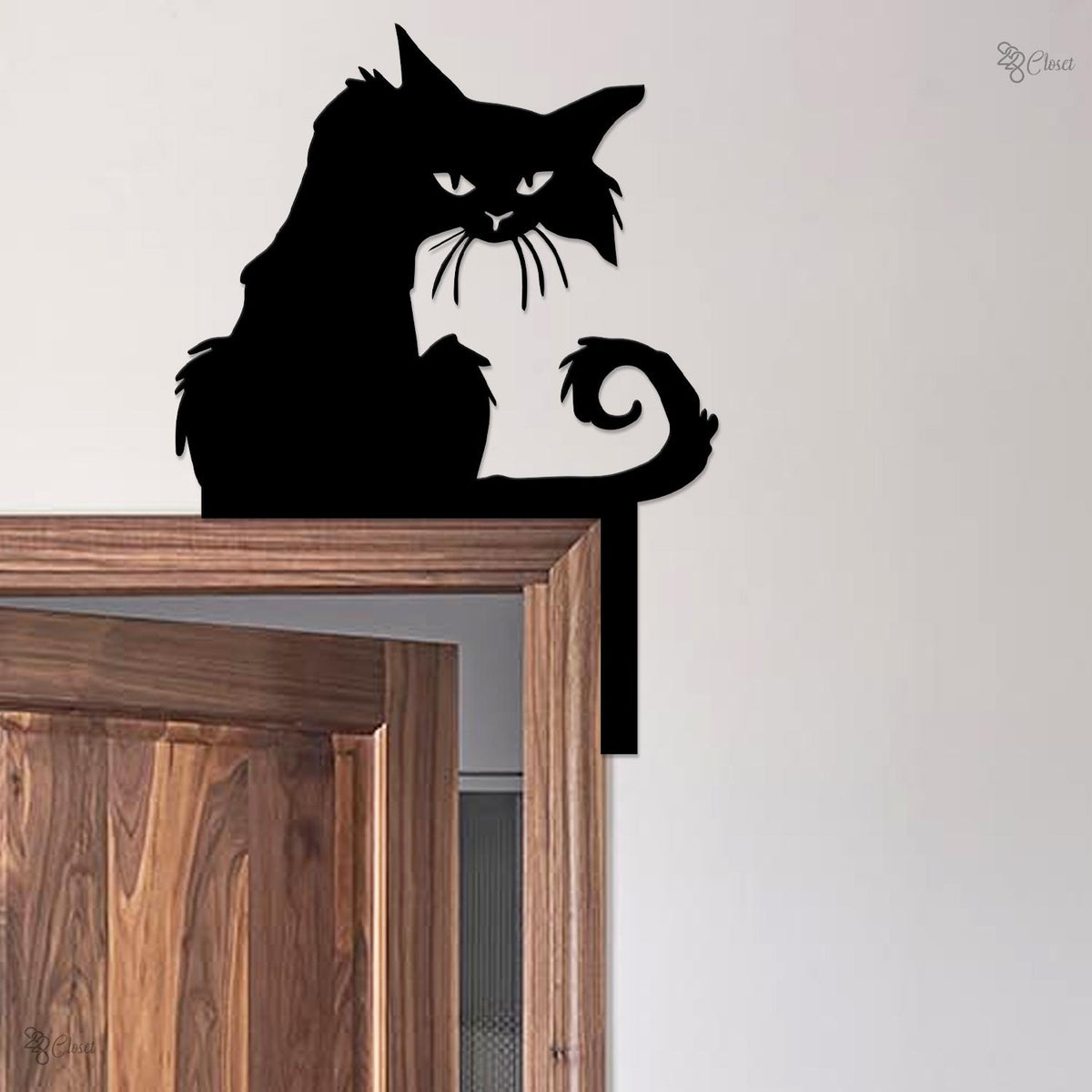 Black Cat Door Topper Metal Sign, Halloween Cat Metal, Halloween Black Cat Wall, Gift for Halloween, Creepy Black Cat Door Decor,Gothic Sign