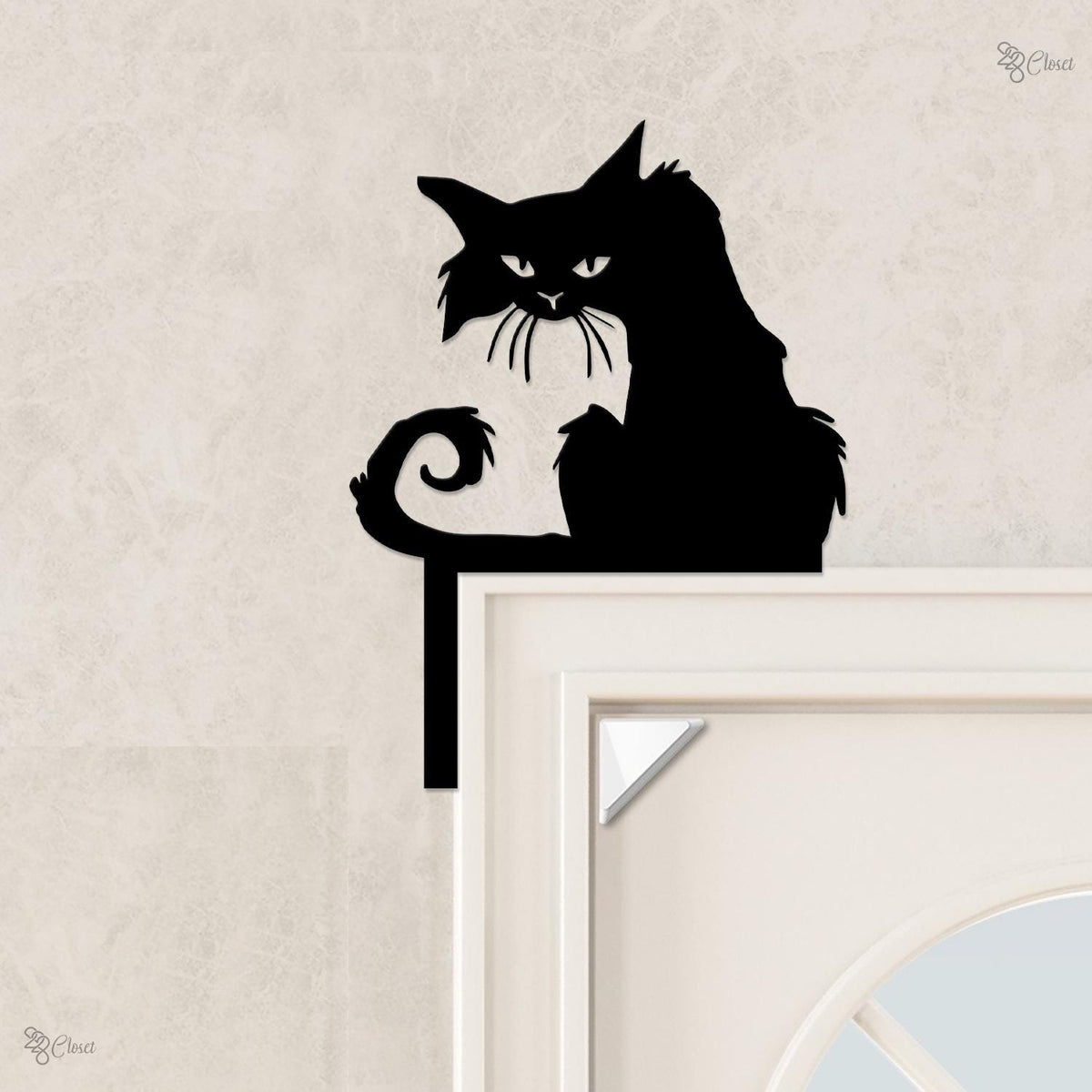 Black Cat Door Topper Metal Sign, Halloween Cat Metal, Halloween Black Cat Wall, Gift for Halloween, Creepy Black Cat Door Decor,Gothic Sign