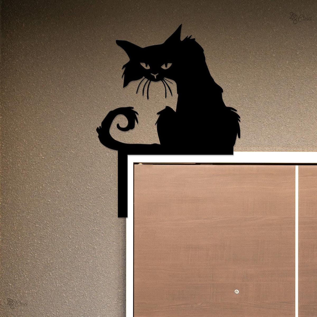 Black Cat Door Topper Metal Sign, Halloween Cat Metal, Halloween Black Cat Wall, Gift for Halloween, Creepy Black Cat Door Decor,Gothic Sign