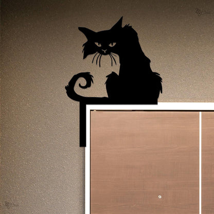 Black Cat Door Topper Metal Sign, Halloween Cat Metal, Halloween Black Cat Wall, Gift for Halloween, Creepy Black Cat Door Decor,Gothic Sign