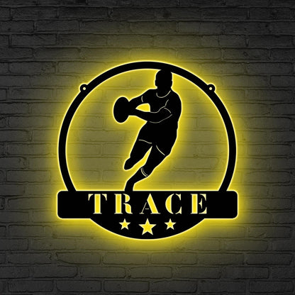 Personalized Rugby LED Metal Sign, Rugby Neon Sign, Gift for sport, Gift for Rugby Player, Athlete room sign, Sports bar neon, Gift for son