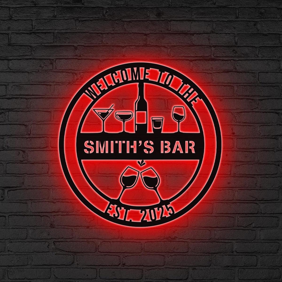 Personalized Bar Metal Wall Art LED Lights, Whiskey Bar Sign,Bar Decor,Custom Pub Sign,Man Cave Decor,Patio Sign, Outdoor Decor Gift for dad