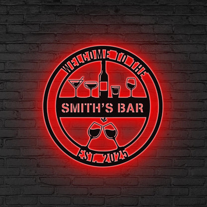Personalized Bar Metal Wall Art LED Lights, Whiskey Bar Sign,Bar Decor,Custom Pub Sign,Man Cave Decor,Patio Sign, Outdoor Decor Gift for dad