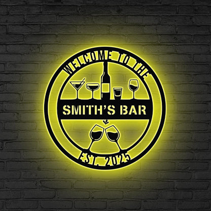 Personalized Bar Metal Wall Art LED Lights, Whiskey Bar Sign,Bar Decor,Custom Pub Sign,Man Cave Decor,Patio Sign, Outdoor Decor Gift for dad