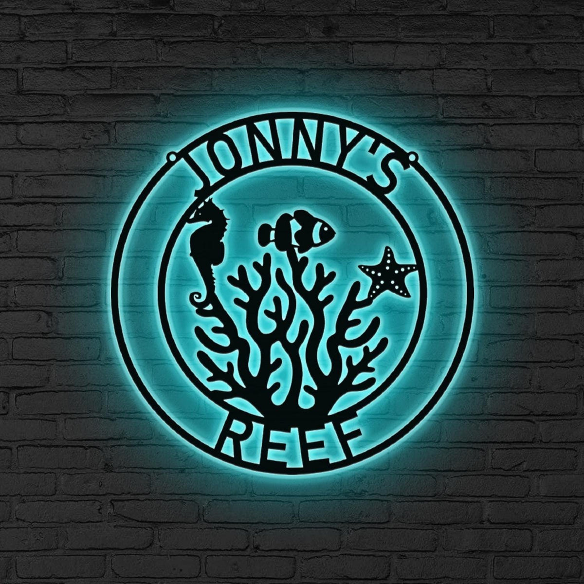 Custom LED Ocean Sign, Personalized Sea Turtle Neon Wall, Nautical Decor, Ocean Gift, Coral Reef LED Wall Sign, Xmas Gift, Coral reef decor