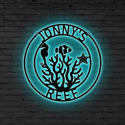 Custom LED Ocean Sign, Personalized Sea Turtle Neon Wall, Nautical Decor, Ocean Gift, Coral Reef LED Wall Sign, Xmas Gift, Coral reef decor