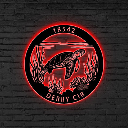 Custom LED Ocean Sign, Personalized Sea Turtle Neon Wall, Nautical Decor, Ocean Gift, Coral Reef LED Wall Sign, Xmas Gift, Coral reef decor
