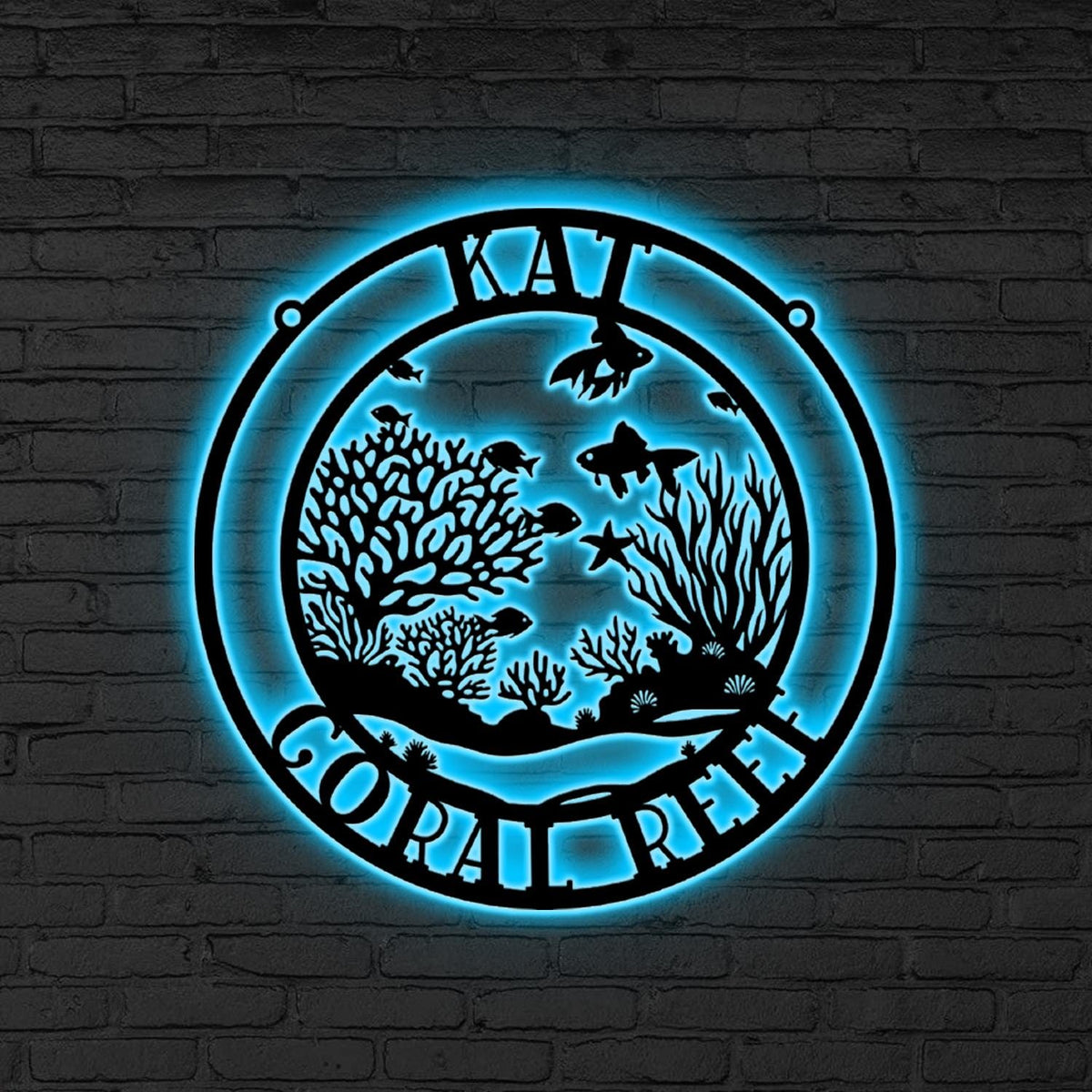 Custom LED Ocean Sign, Personalized Sea Turtle Neon Wall, Nautical Decor, Ocean Gift, Coral Reef LED Wall Sign, Xmas Gift, Coral reef decor