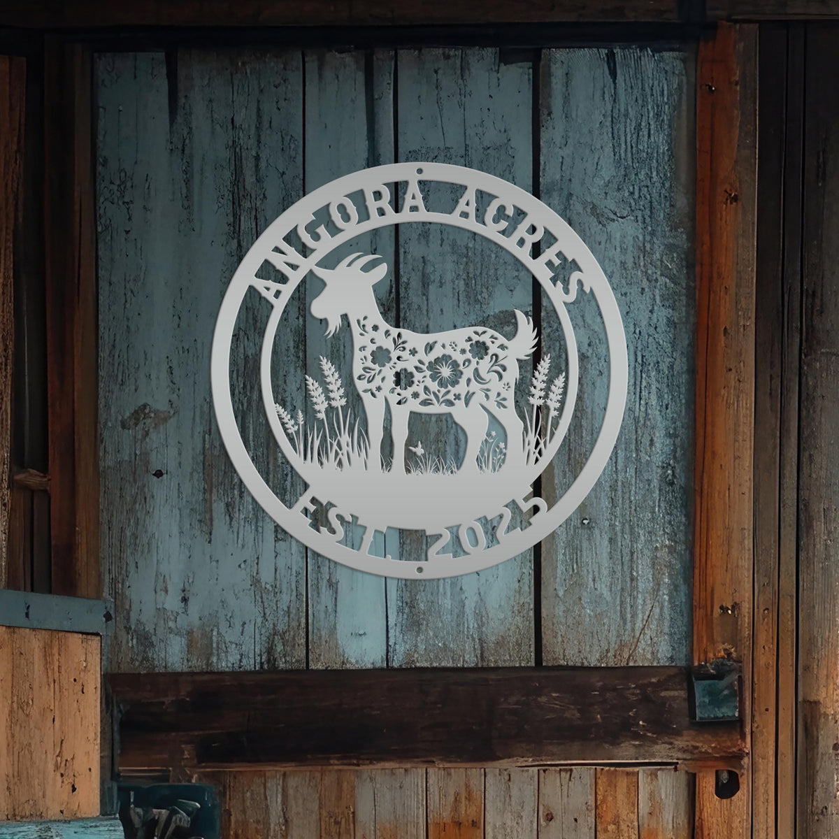 Goat Sign- Metal Farmhouse Decor - Personalized Outdoor Metal Sign - Rustic Wall Hanging - Homestead Animal Wall Art - Unique Farmer Gift