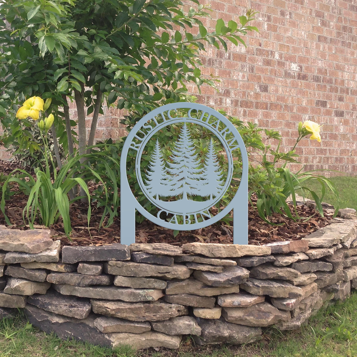 Monogram Metal Sign, Custom Name Sign with Pine Trees, Outdoor Yard Sign, Personalized Gift, Metal Yard Stake for entry way or front yard