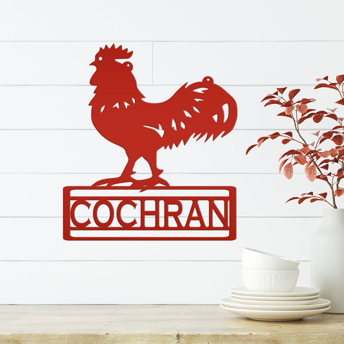 Rooster Decor Metal Sign, Farmhouse Signage, Rustic Home Decor, Personalized Gift Idea for the Chicken Lover, Poultry Farm Business Plaque