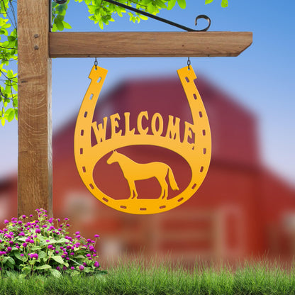 Horseshoe Welcome Metal Sign