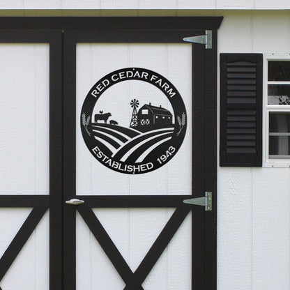Round Custom Farm Sign With Established Date Metal Sign