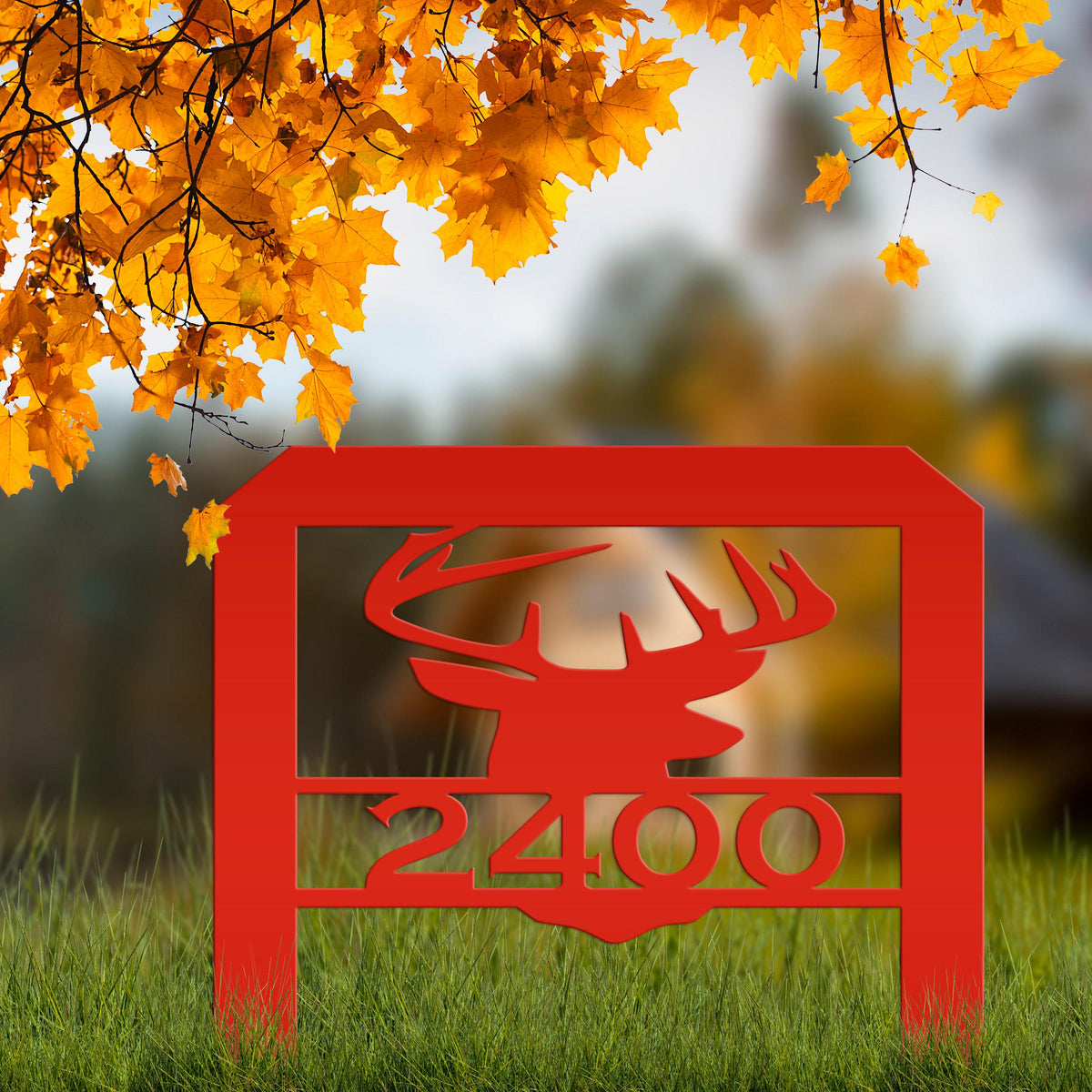 Deer Head Address Yard Stake Sign