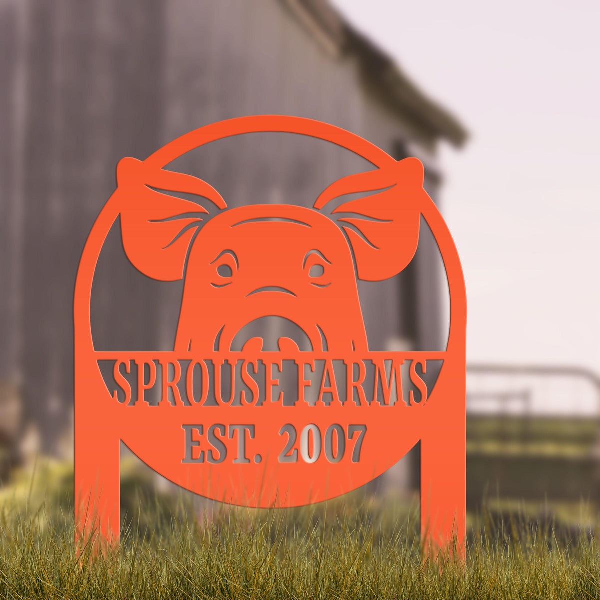 Metal Pig Farm Yard Stake for Personalized Outdoor Decor - Rustic Farmhouse Lawn Ornament - Custom Country Farming Sign - Housewarming Gift