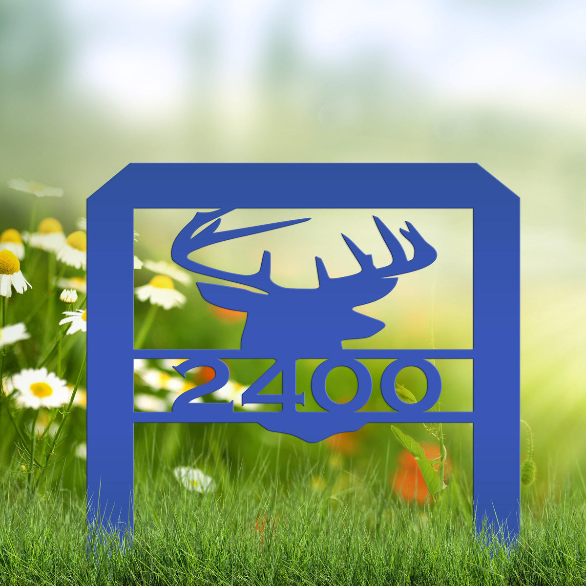 Deer Head Address Yard Stake Sign