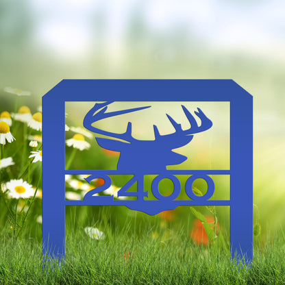 Deer Head Address Yard Stake Sign