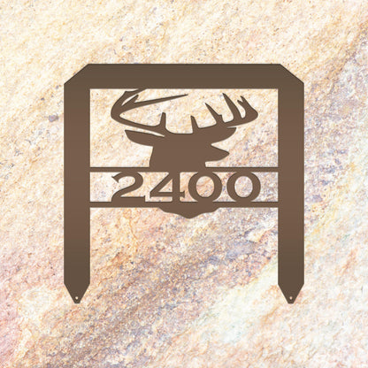 Deer Head Address Yard Stake Sign