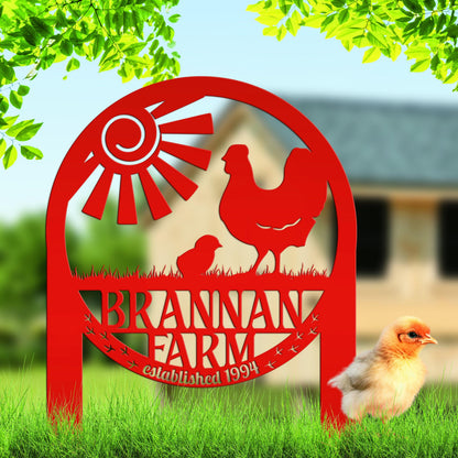 Chicken Coop Yard Sign - Unique Metal Garden Decor - Personalized Chicken Farm Sign - Rustic Farmhouse Lawn Ornament - Housewarming Gift