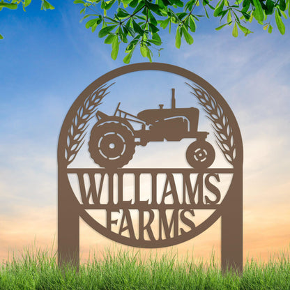 Farm Sign Yard Stake,  Metal Ranch Name Sign, Family Last Name and Established Date Lawn Stake With Wheat, Unique Homestead Gift Idea,