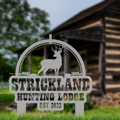 Personalized Deer Lodge Yard Stake - Make Your Own Wording