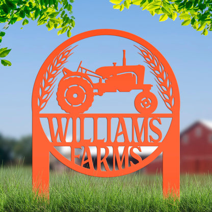 Farm Sign Yard Stake,  Metal Ranch Name Sign, Family Last Name and Established Date Lawn Stake With Wheat, Unique Homestead Gift Idea,
