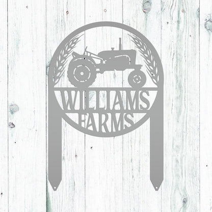 Farm Sign Yard Stake,  Metal Ranch Name Sign, Family Last Name and Established Date Lawn Stake With Wheat, Unique Homestead Gift Idea,