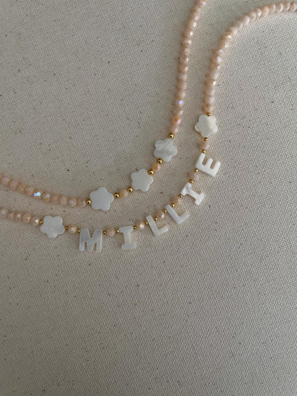 Layered name necklace, stackable custom necklace for kids, girls bright beaded necklace, gift idea for toddlers, birthday gift for kids