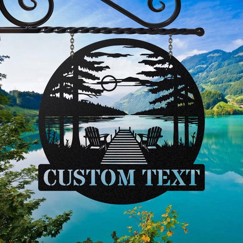 Custom Lake House Metal Wall Art LED Light, Personalized Lake House Name Sign, Home Decor Cabin Decor, Birthday Xmas Gift, Lake House decor