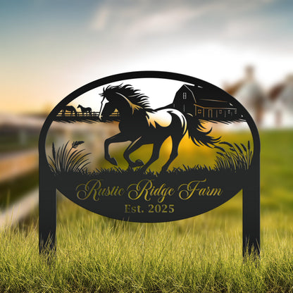Horse Sign- Custom Outdoor Yard Stake - Customized Garden Stake - Metal Farmhouse Decor - Country Western Horse Art