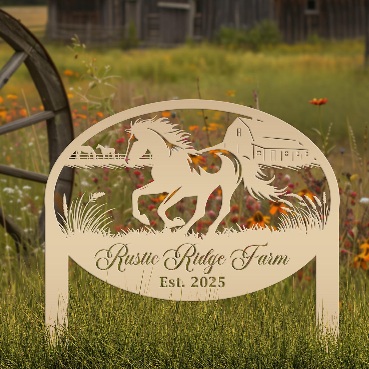 Horse Sign- Custom Outdoor Yard Stake - Customized Garden Stake - Metal Farmhouse Decor - Country Western Horse Art