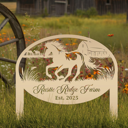 Horse Sign- Custom Outdoor Yard Stake - Customized Garden Stake - Metal Farmhouse Decor - Country Western Horse Art