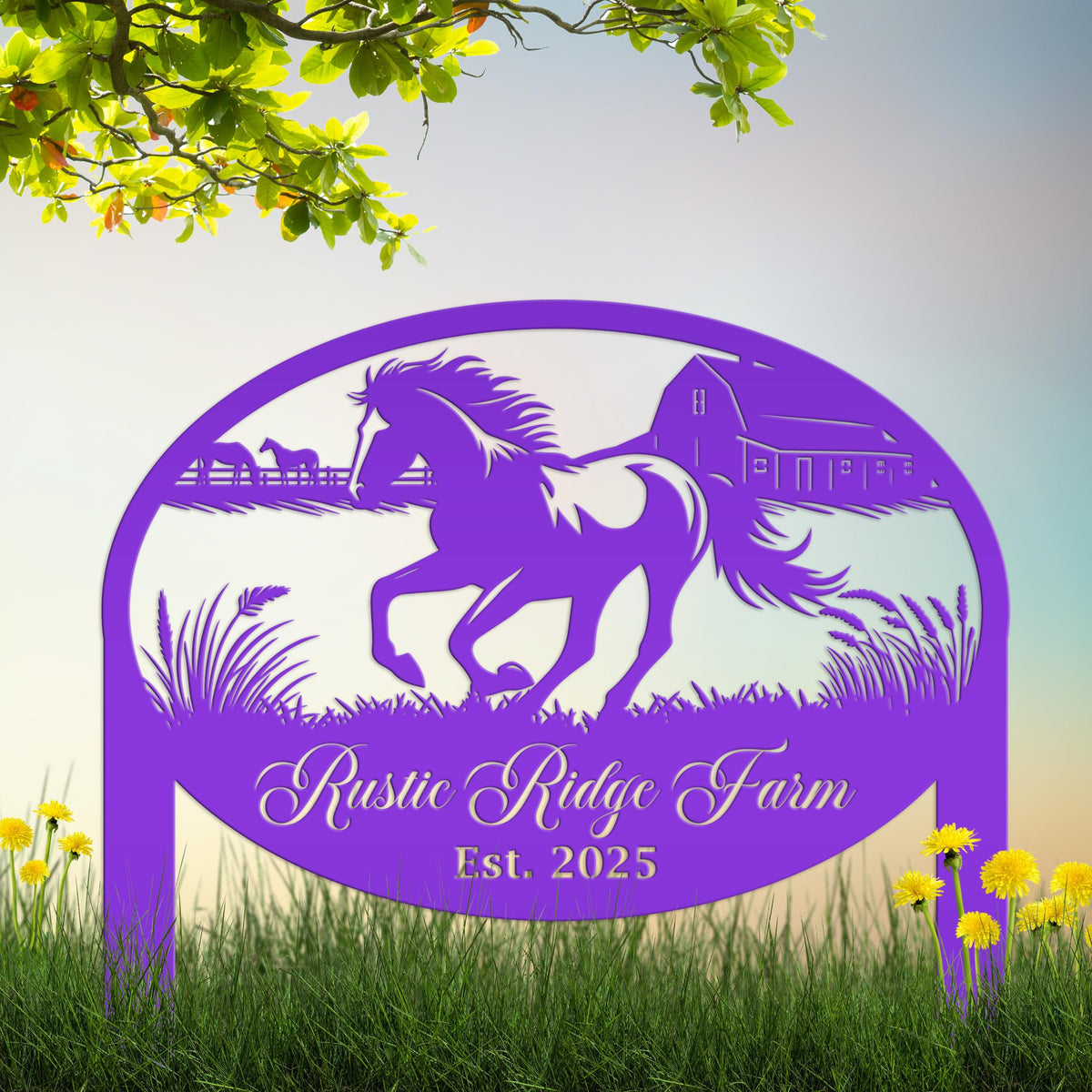 Horse Sign- Custom Outdoor Yard Stake - Customized Garden Stake - Metal Farmhouse Decor - Country Western Horse Art