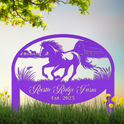 Horse Sign- Custom Outdoor Yard Stake - Customized Garden Stake - Metal Farmhouse Decor - Country Western Horse Art
