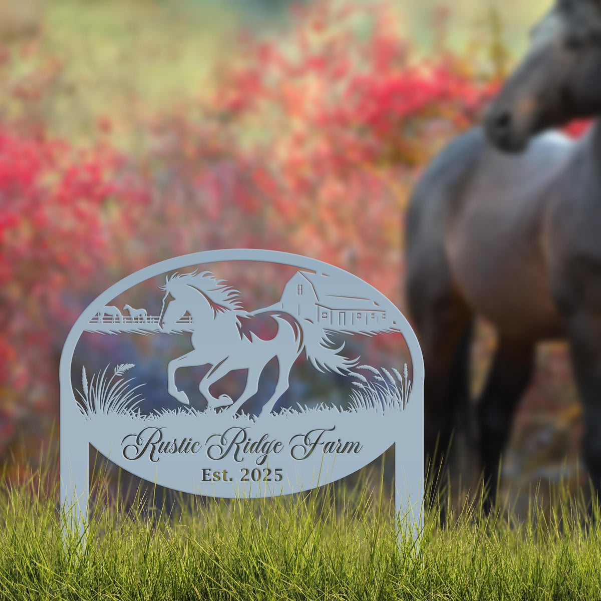 Horse Sign- Custom Outdoor Yard Stake - Customized Garden Stake - Metal Farmhouse Decor - Country Western Horse Art