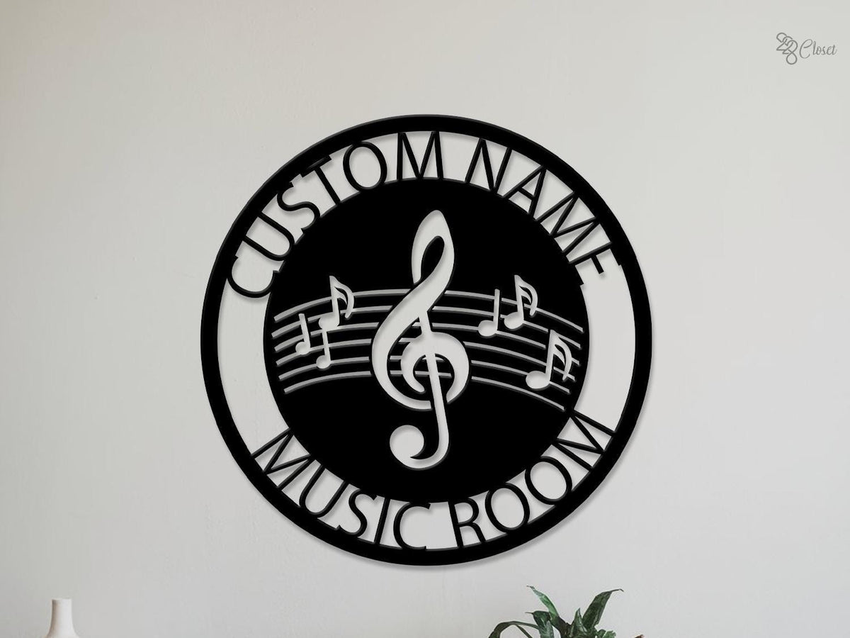 Music Notes Metal Wall Art LED Personalized, Musician Name Sign, Custom Gift for Musician, Music Teacher Gift, Music Lover Gift, Music Room
