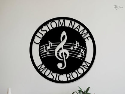 Music Notes Metal Wall Art LED Personalized, Musician Name Sign, Custom Gift for Musician, Music Teacher Gift, Music Lover Gift, Music Room