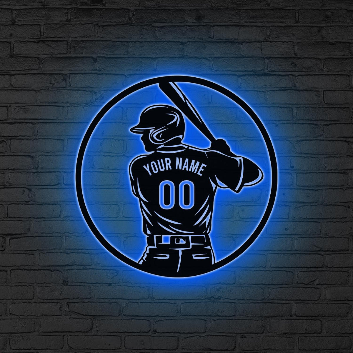 Custom Baseball Metal Wall Art LED Light Baseball Sign Personalized Baseball Player Name Sign Home Decor Kid Nursery Decor Xmas Gift for him