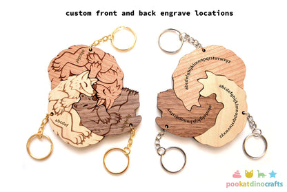 Bear and Wolves Trio Keychains - Interlocking Friendship, Poly Relationship couple keychain set