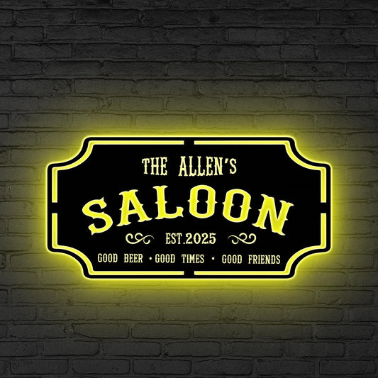 Custom Saloon Sign with LED Lights, Saloon Decor, Custom Bar Sign, Bar & Lounge Sign, Tavern Wall Art, Home Bar Sign Man Cave Sign Dad Gifts