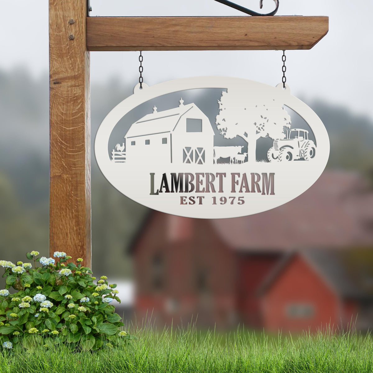 Oval Farm Sign with Family name and Established Date