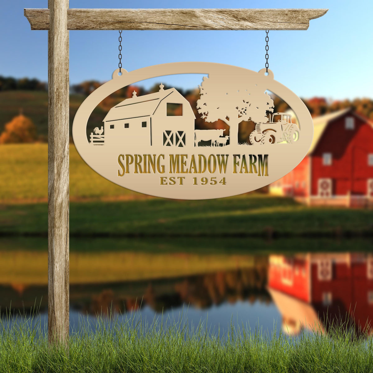 Oval Farm Sign with Family name and Established Date