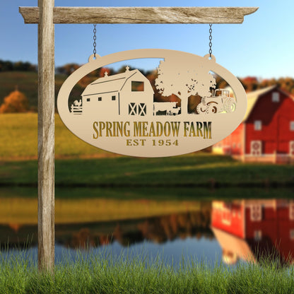 Oval Farm Sign with Family name and Established Date
