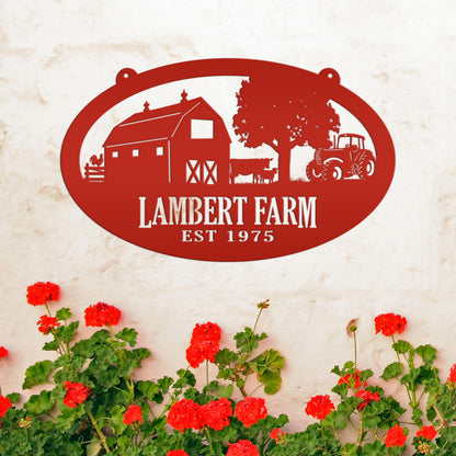 Oval Farm Sign with Family name and Established Date