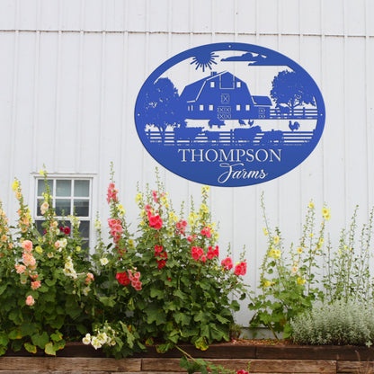 Custom Farm Scene Sign With Cows and Chickens