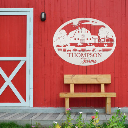 Custom Farm Scene Sign With Cows and Chickens