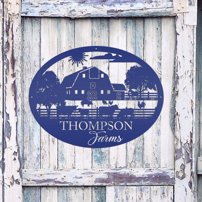 Custom Farm Scene Sign With Cows and Chickens