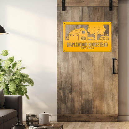 Custom Farm Metal Sign - Personalized Farmhouse Decor - Rustic Entryway Art - Charming Laser Cut Farming Signs - Cute Homestead Wall Hanging