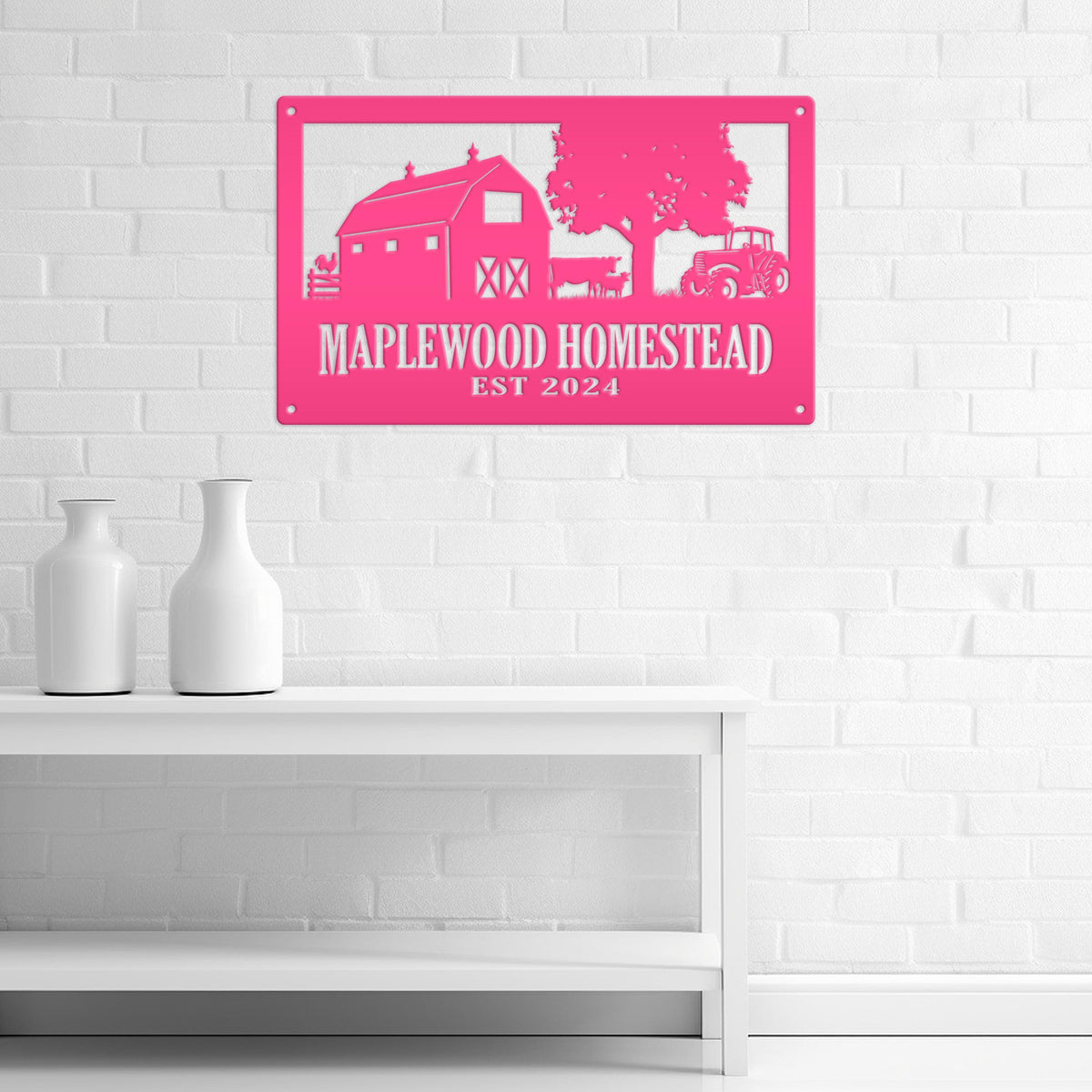 Custom Farm Metal Sign - Personalized Farmhouse Decor - Rustic Entryway Art - Charming Laser Cut Farming Signs - Cute Homestead Wall Hanging