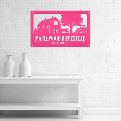 Custom Farm Metal Sign - Personalized Farmhouse Decor - Rustic Entryway Art - Charming Laser Cut Farming Signs - Cute Homestead Wall Hanging
